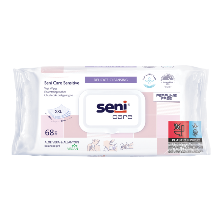 Seni Care Sensitive Feuchttücher XXL, 68 Stück