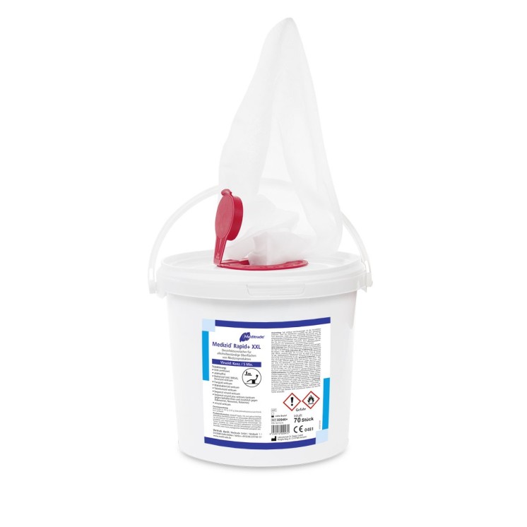 Meditrade Medizid Rapid+ Desinfektionstücher XXL, NACHFÜLLER, Eimer 70 Stk.