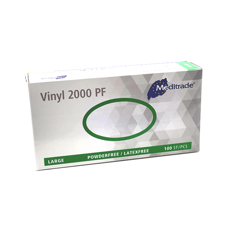 Meditrade 2000 PF Vinyl Handschuhe, Größe L, 1x100 Stück