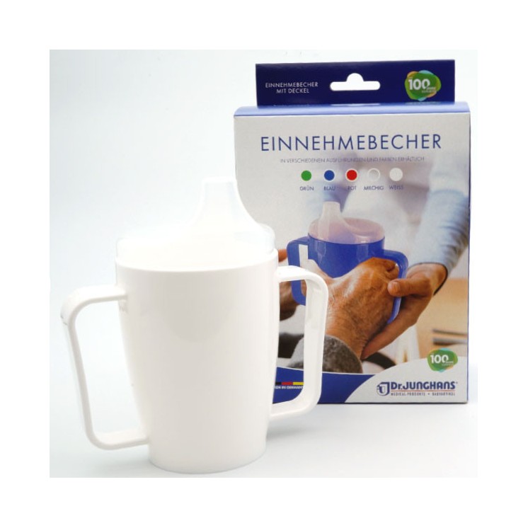 Einnahmebecher mit zwei Griffen, WEIß