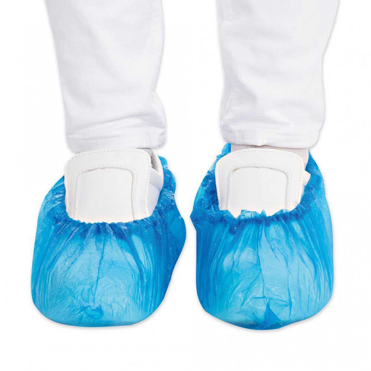 HYGOSTAR Überschuhe CPE 1×100 Stk – lebensmittelecht, wasserdicht, CE‑PSA