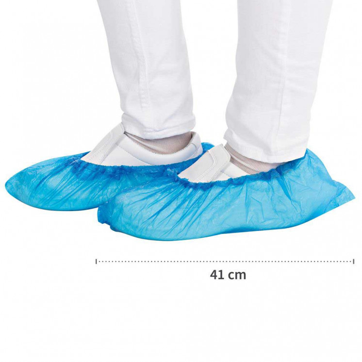 HYGOSTAR Überschuhe CPE 1×100 Stk – lebensmittelecht, wasserdicht, CE‑PSA