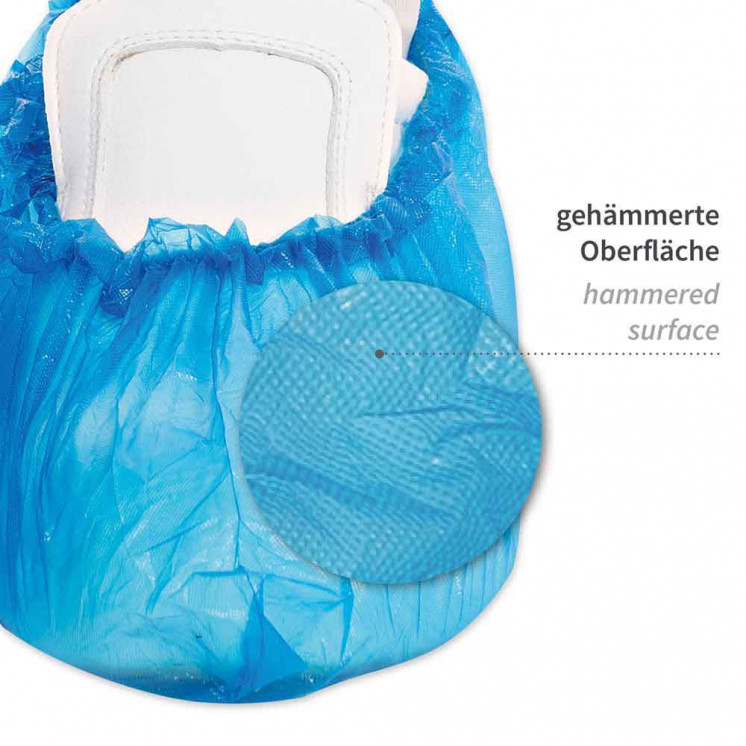 HYGOSTAR Überschuhe CPE 1×100 Stk – lebensmittelecht, wasserdicht, CE‑PSA