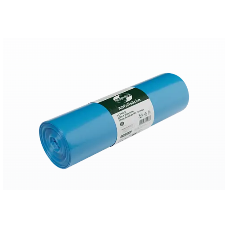 Deiss Abfallbeutel 30–40 L blau – 25 Stück, 50 my, extra stabil