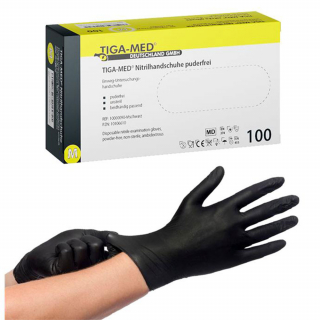 TIGA-MED Nitrilhandschuhe puderfrei schwarz M 100 St
