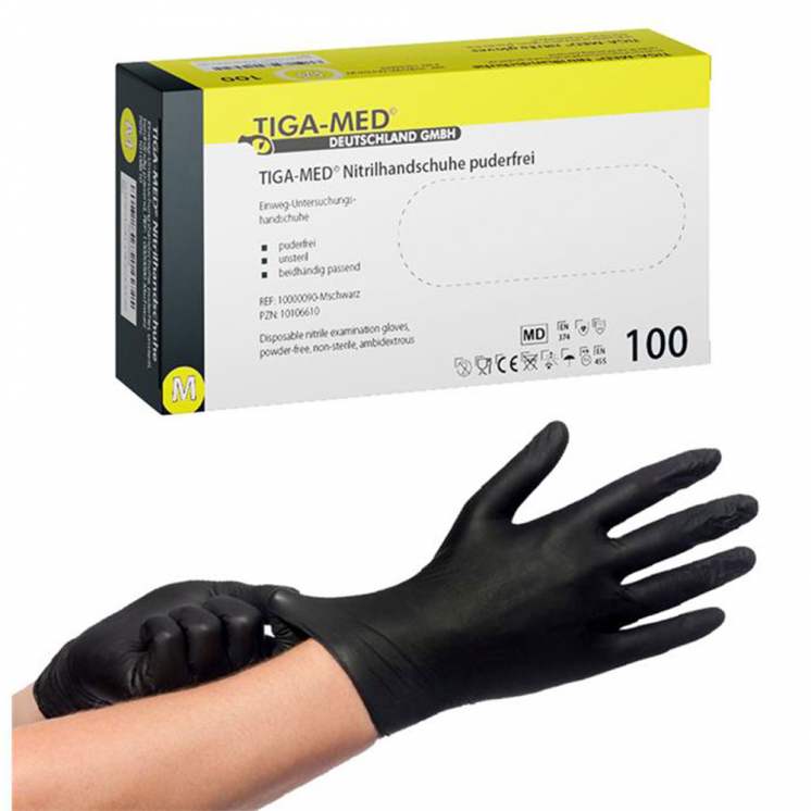 TIGA-MED Nitrilhandschuhe puderfrei schwarz M 100 St